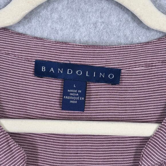 Bandolino Blouse Womens Large Pink Striped Beaded Popover Tunic Long Sleeve - Picture 5 of 11